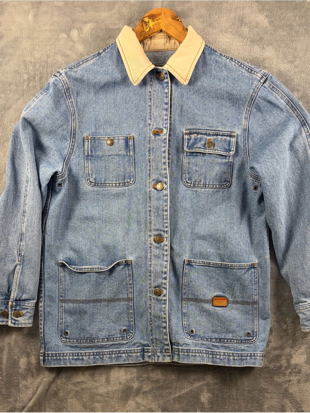 Lauren Ralph LaurenVintage  Light Blue Denim Utility Jacket with Cream Collar